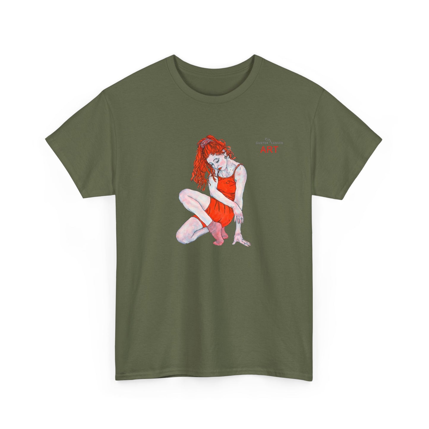 Unisex Heavy Cotton Tee - Motiv:  Front Julia, H25 cm & Rückseite Julia, H 49 cm