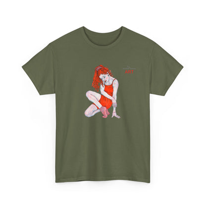 Unisex Heavy Cotton Tee - Motiv:  Front Julia, H25 cm & Rückseite Julia, H 49 cm