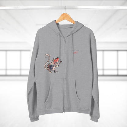 Unisex Hooded Zip Sweatshirt - Cartoon - Motiv: Front Ratte