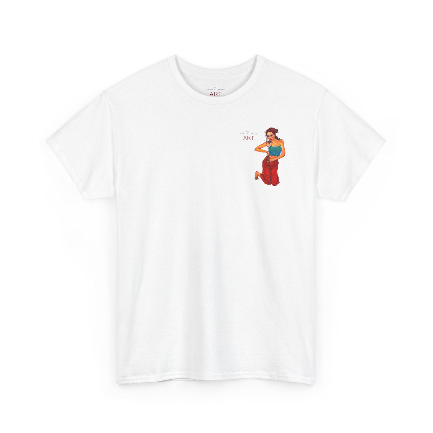 Unisex Heavy Cotton Tee - Motiv: Front, Lea, H 13cm & Rückseite, Lea A02, Ranken, 40 cm, Neck Label