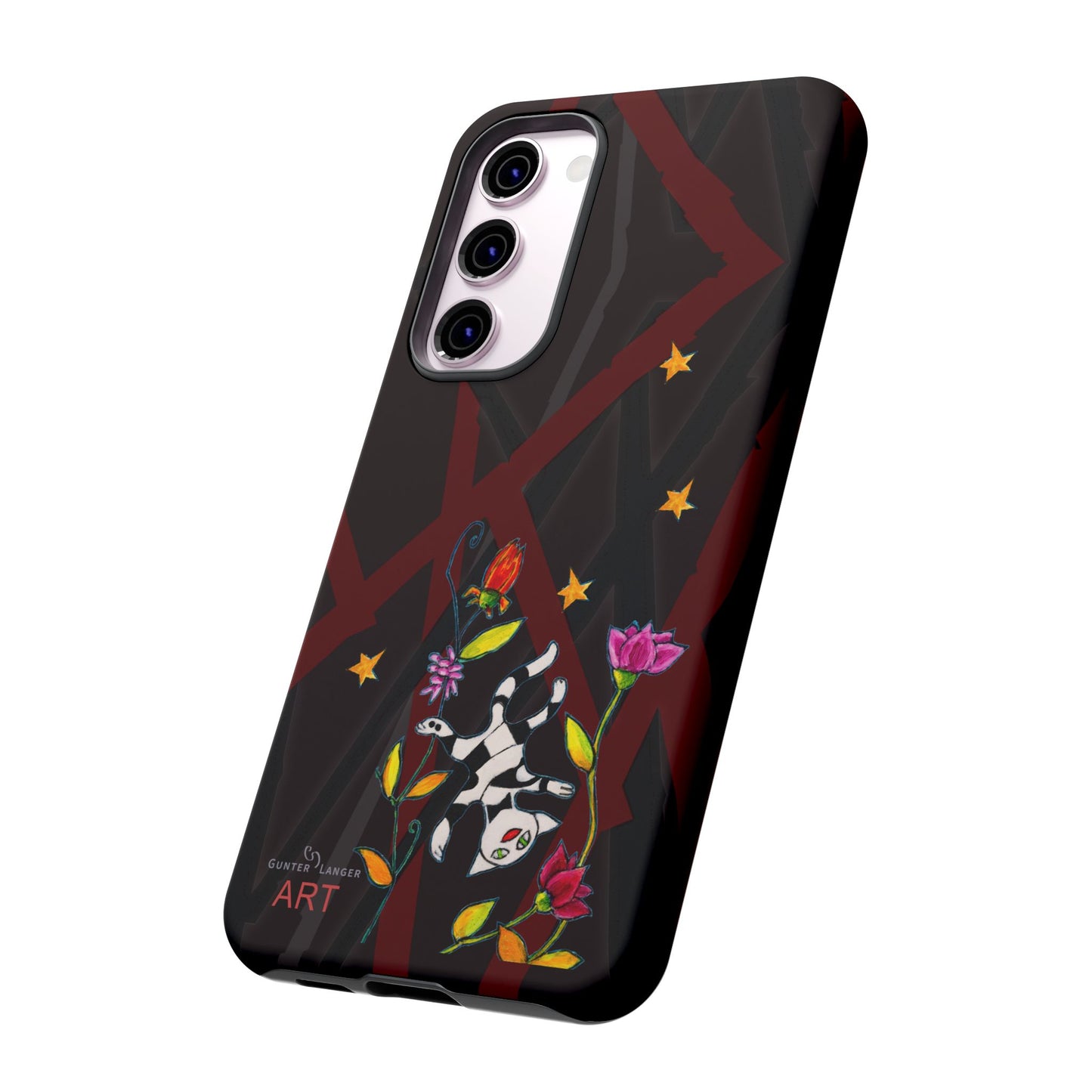 Tough Cases - Google Pixel - Samsung Galaxy - Motiv: Katze schwebt und Ranken, H 7,73 cm, Mikado3