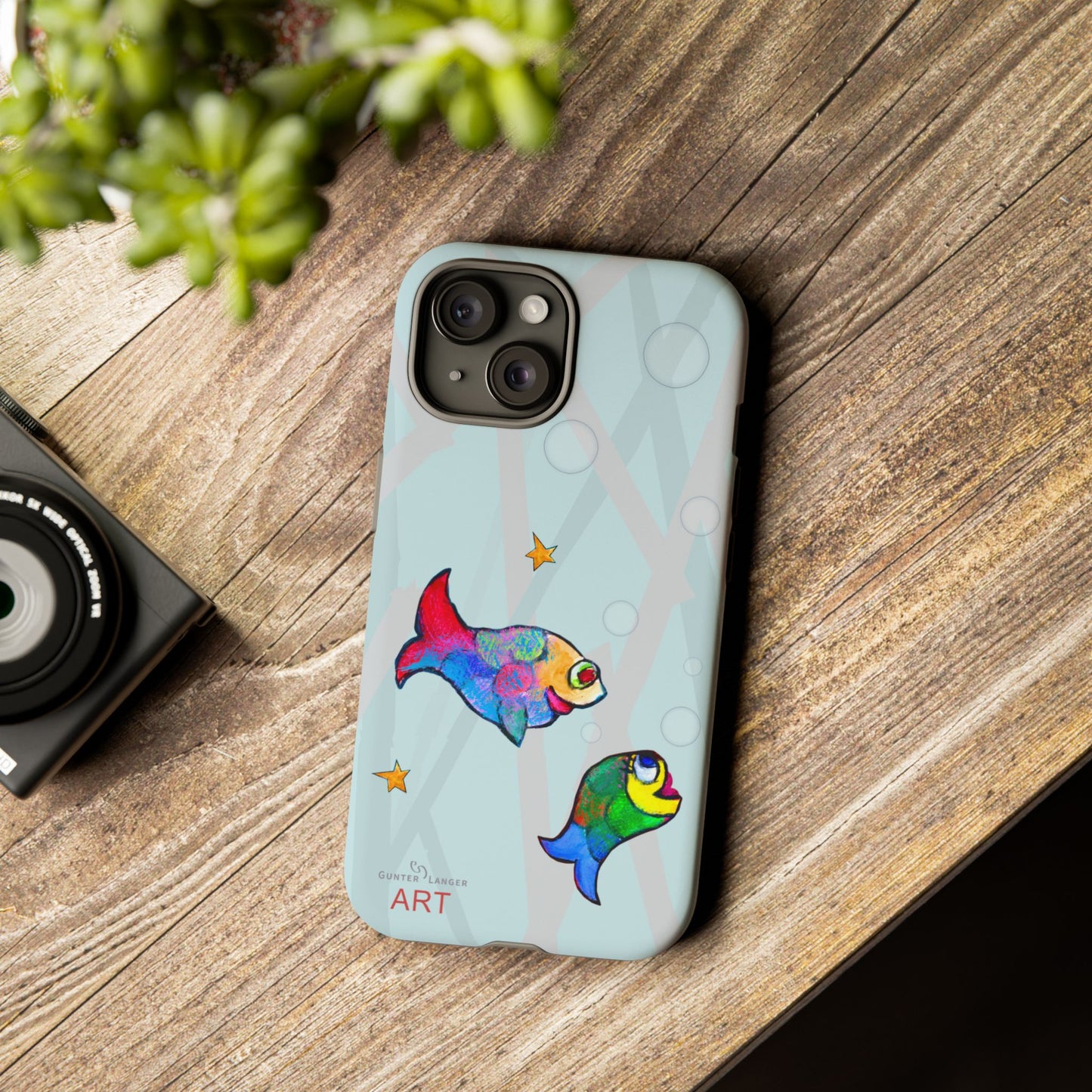 Tough Cases - iPhone - Motiv: "Fische", Mikado blau