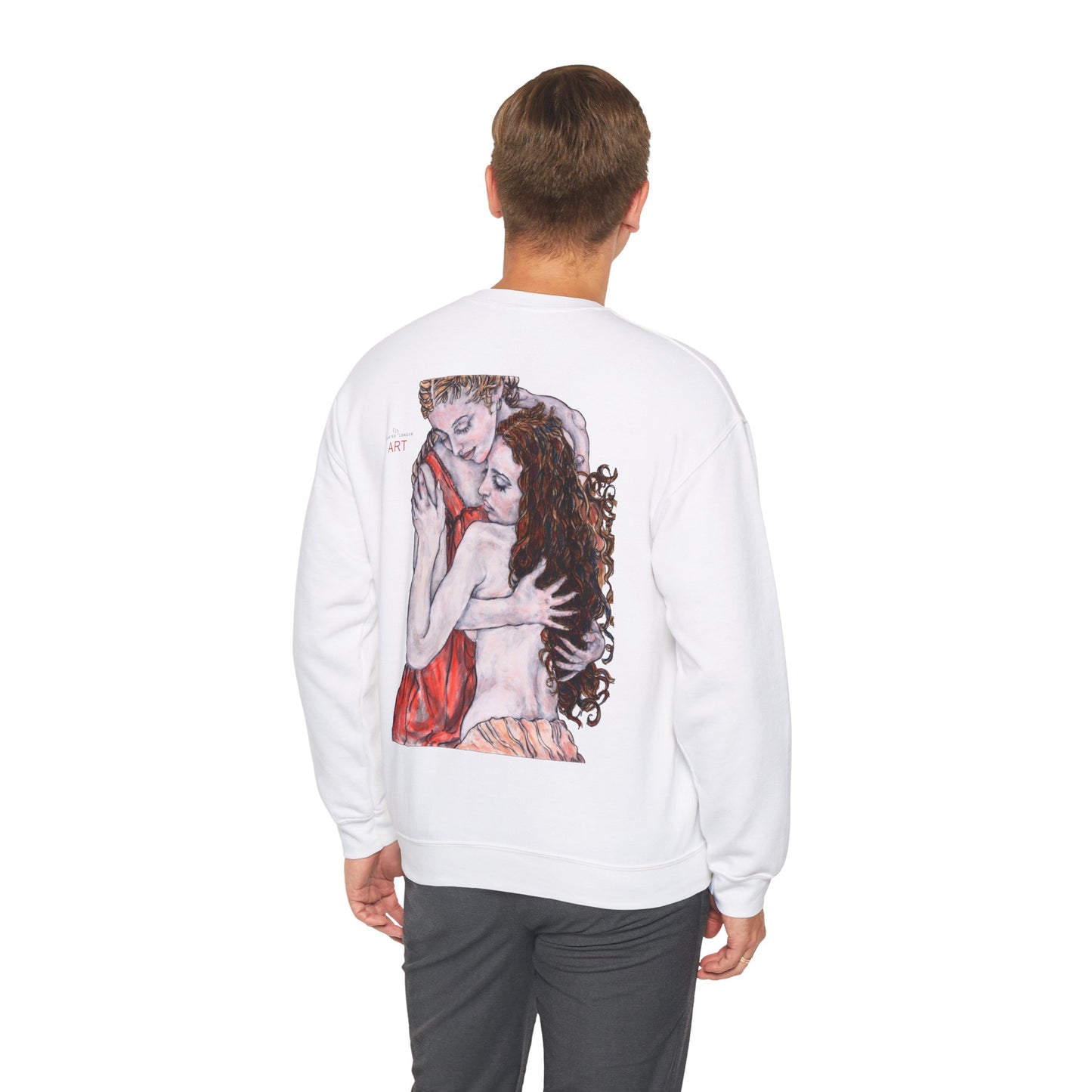 Unisex Heavy Blend™ Crewneck Sweatshirt - Motiv: Front Bei dir (Ausschnitt) & Rückseite Bei dir H 43 cm