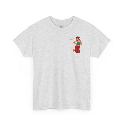 Unisex Heavy Cotton Tee - Motiv: Front, Lea, H 13cm & Rückseite, Lea A02, Ranken, 40 cm, Neck Label