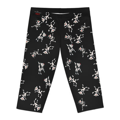 Women's Capri Leggings (AOP) -  Motiv viele Katzen T2 schwarz