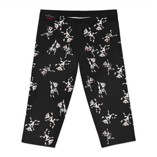 Women's Capri Leggings (AOP) -  Motiv viele Katzen T2 schwarz