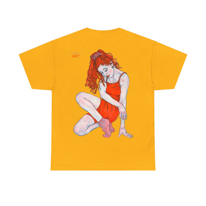 Unisex Heavy Cotton Tee - Motiv:  Front Julia, H25 cm & Rückseite Julia, H 49 cm