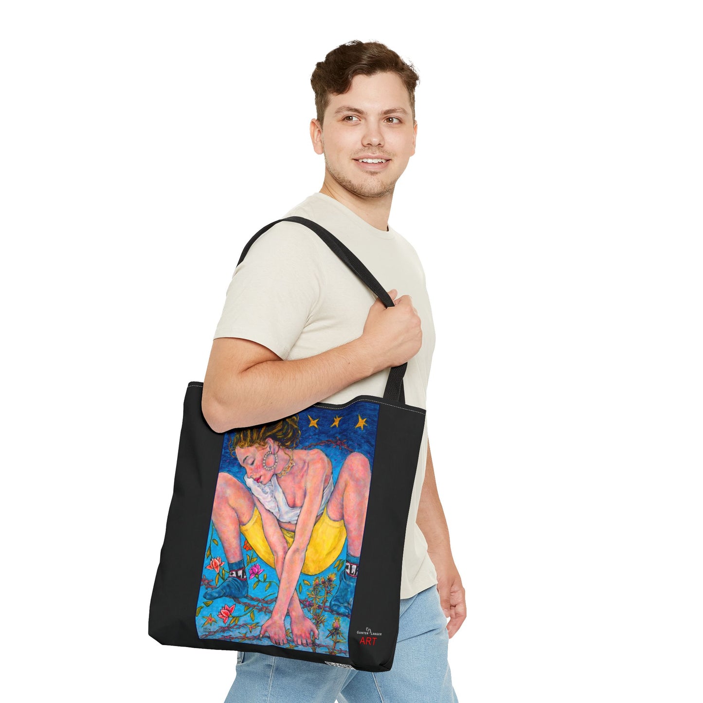 Tote Bag (AOP) - Motiv: Alva & Ida, Schwarz