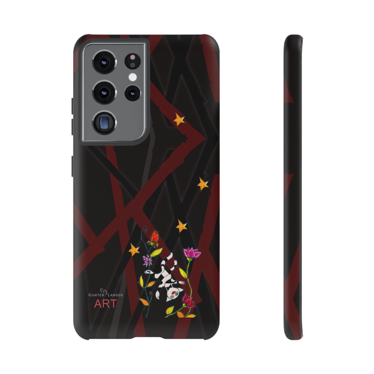 Tough Cases - Google Pixel - Samsung Galaxy - Motiv: Katze schwebt und Ranken, H 5,26 cm, Mikado3