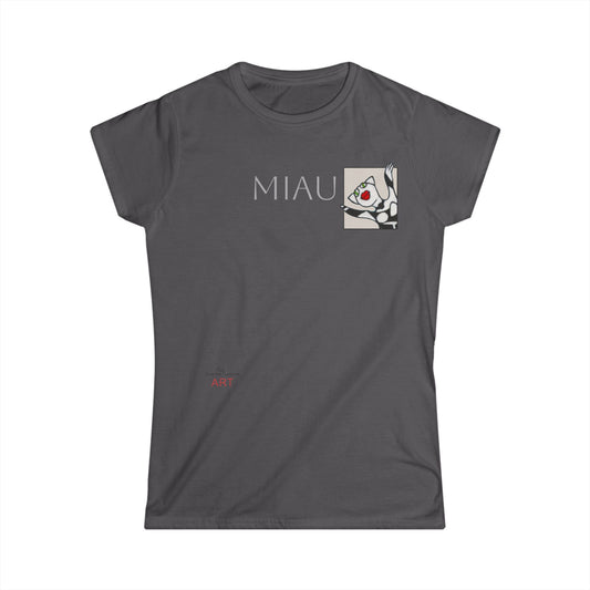 Women's Softstyle Tee - Motiv: Front Miau & Rückseite Miau