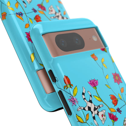 Tough Cases - Google Pixel - Samsung Galaxy - Motiv: Karierte Katzen, blau