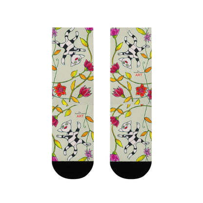 Sublimation Crew Socks (EU) - Motiv: Katze fliegt durch Ranken