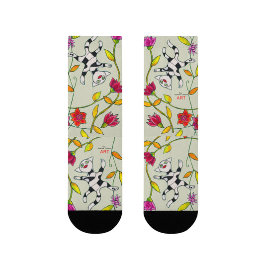 Sublimation Crew Socks (EU) - Motiv: Katze fliegt durch Ranken