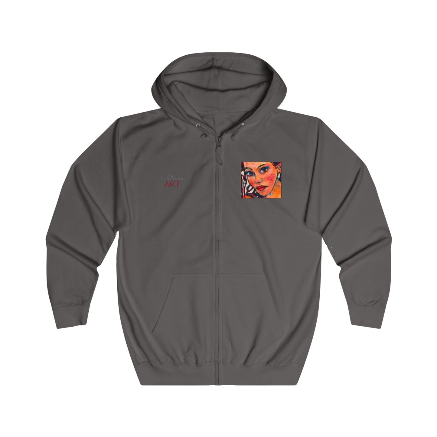 Unisex Full Zip Hoodie - Motiv: Front, Lea, H 10 cm