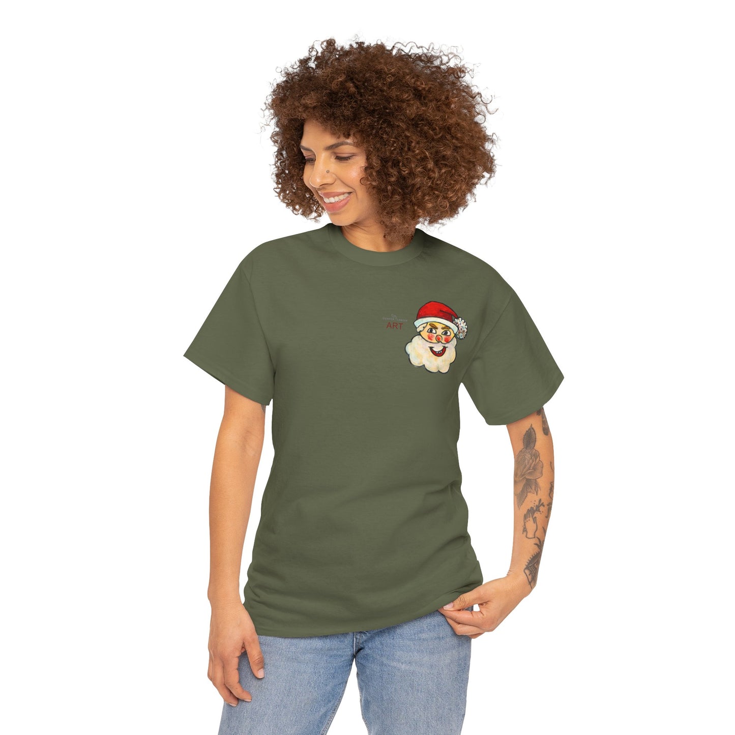 Unisex Heavy Cotton Tee - Motiv: Weihnachtsmann, H 13 cm