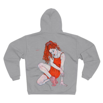 Unisex Hooded Zip Sweatshirt - Motiv: Front Julia (Ausschnitt) & Rückseite Julia