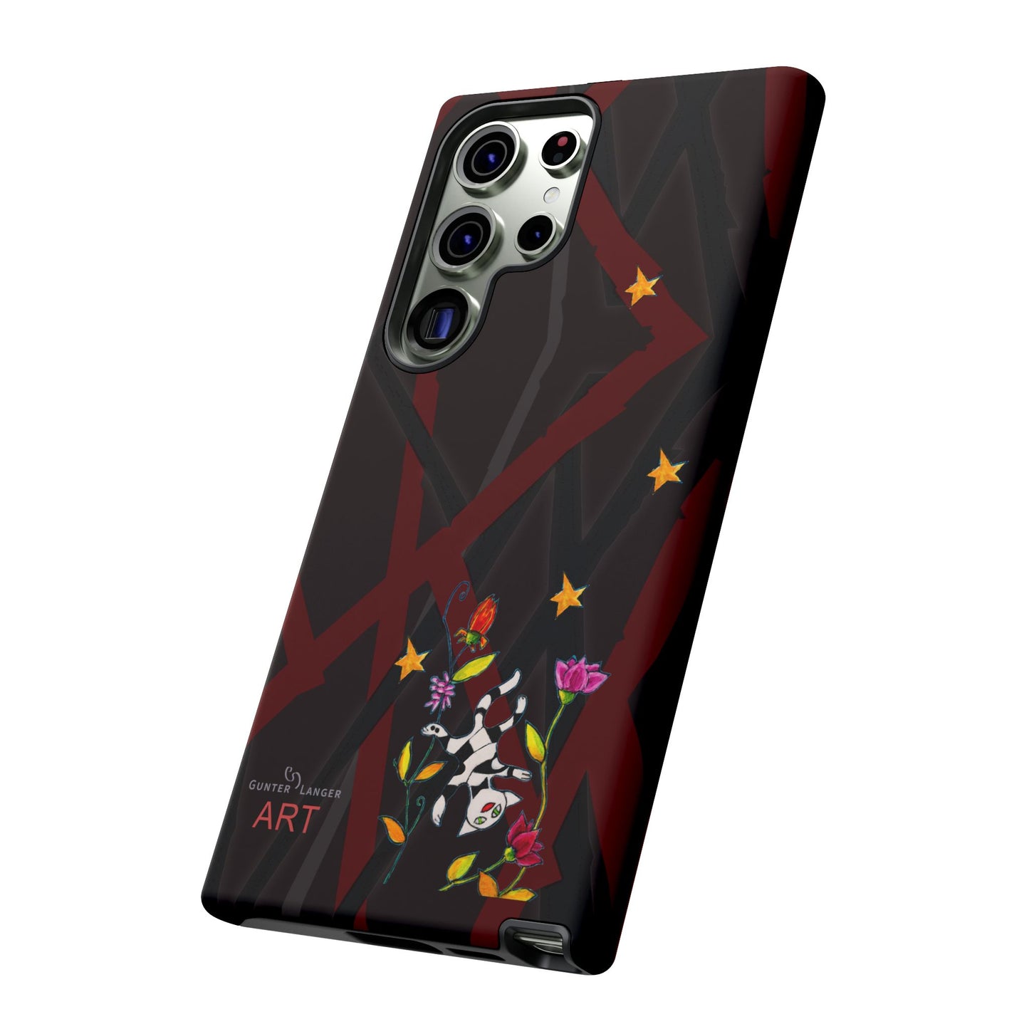 Tough Cases - Google Pixel - Samsung Galaxy - Motiv: Katze schwebt und Ranken, H 5,26 cm, Mikado3