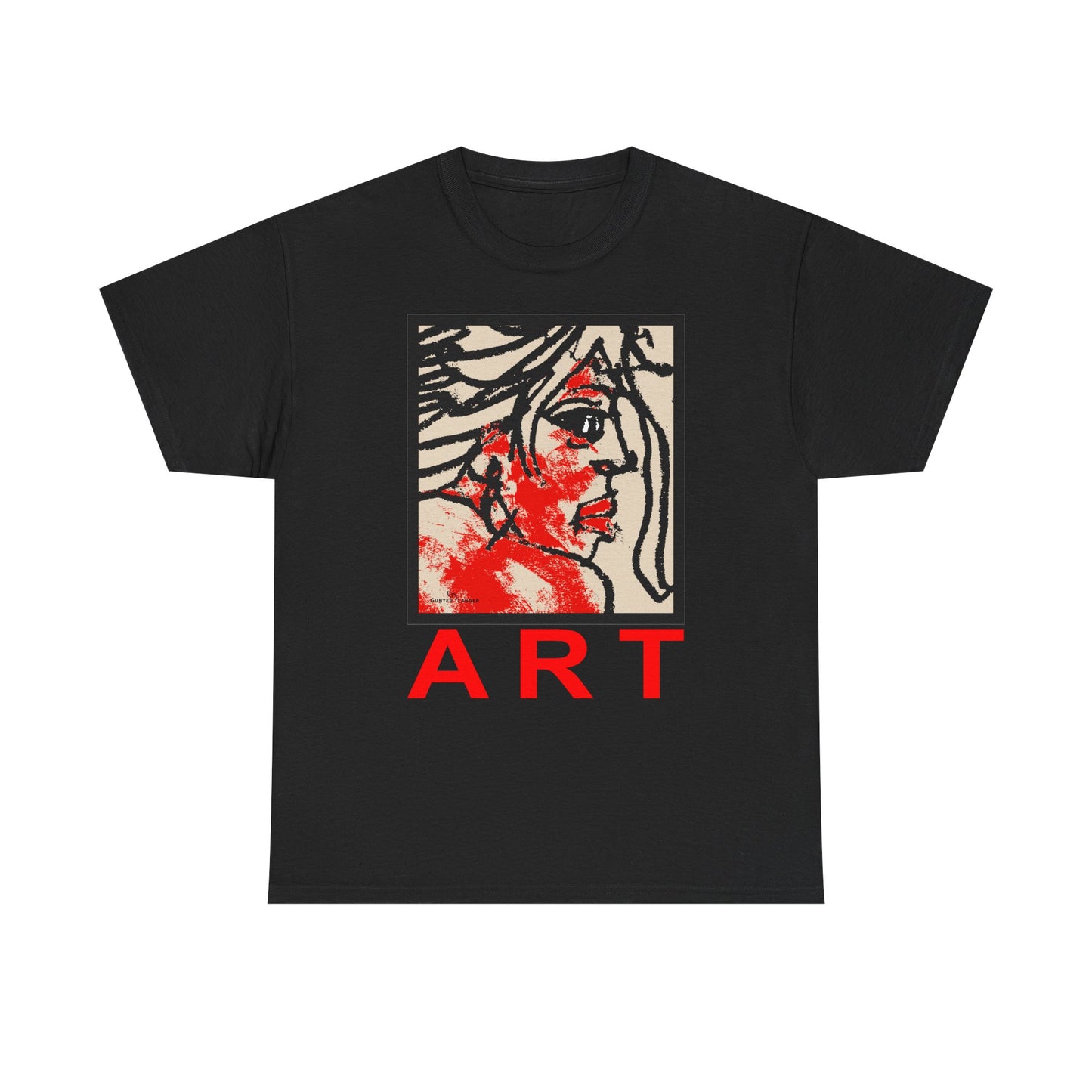 Unisex Heavy Cotton Tee - Motiv: Front, Ria mit Art Rot, H 40 cm
