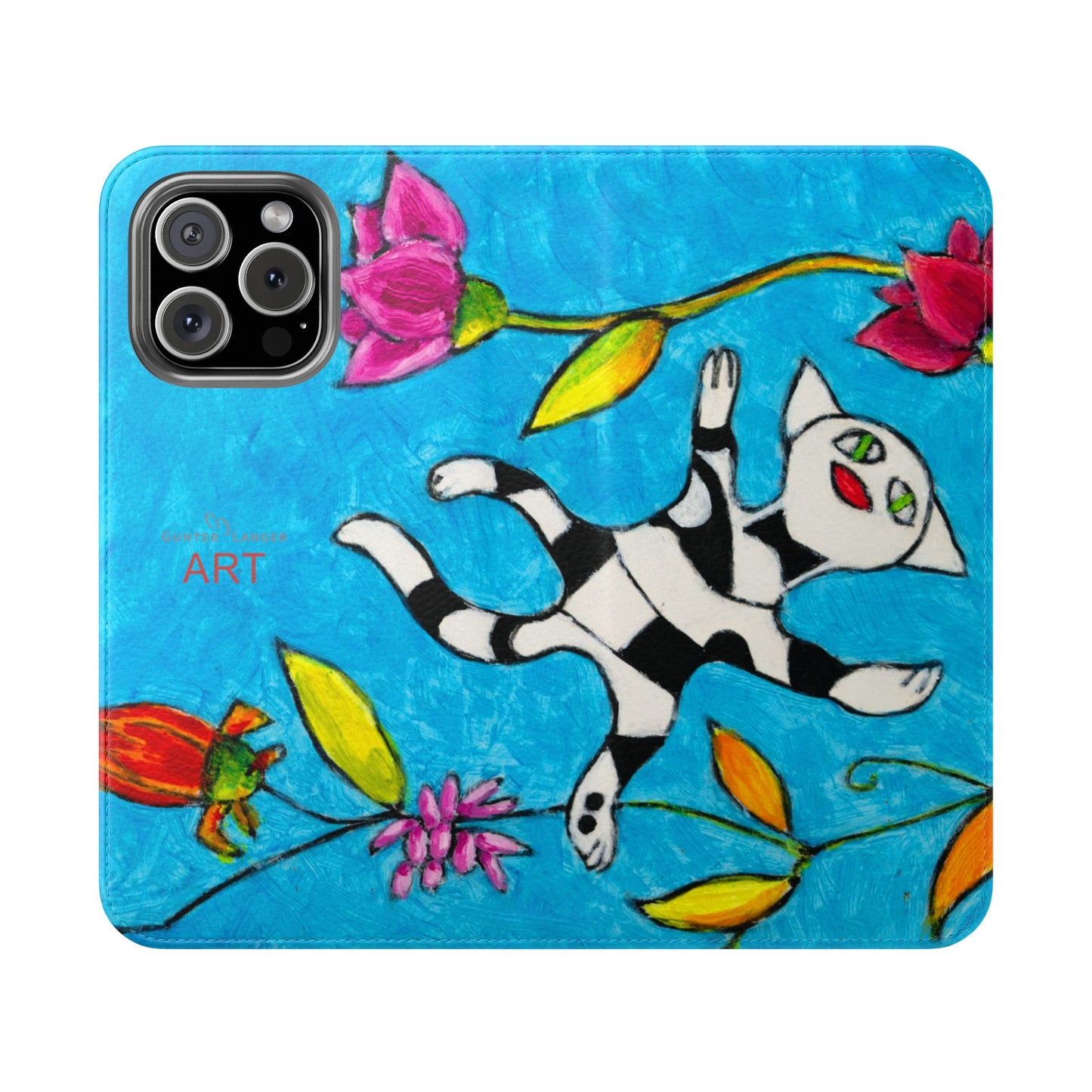 Flip Cases - Motiv: Gescheckte Katze schwebt