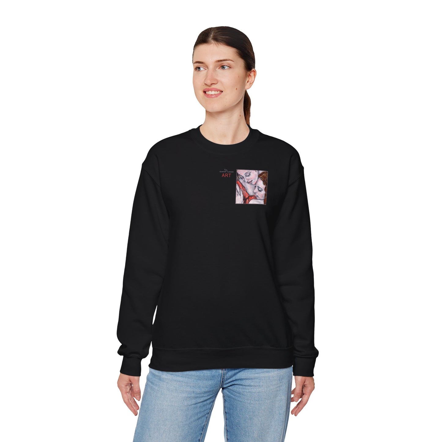 Unisex Heavy Blend™ Crewneck Sweatshirt - Motiv: Front Bei dir (Ausschnitt) & Rückseite Bei dir H 43 cm