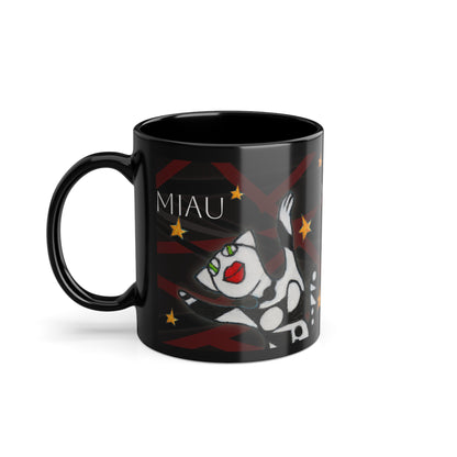 Black Coffee Cup, 11oz - Motiv: Miau 1S & Mikado Schwarz 2