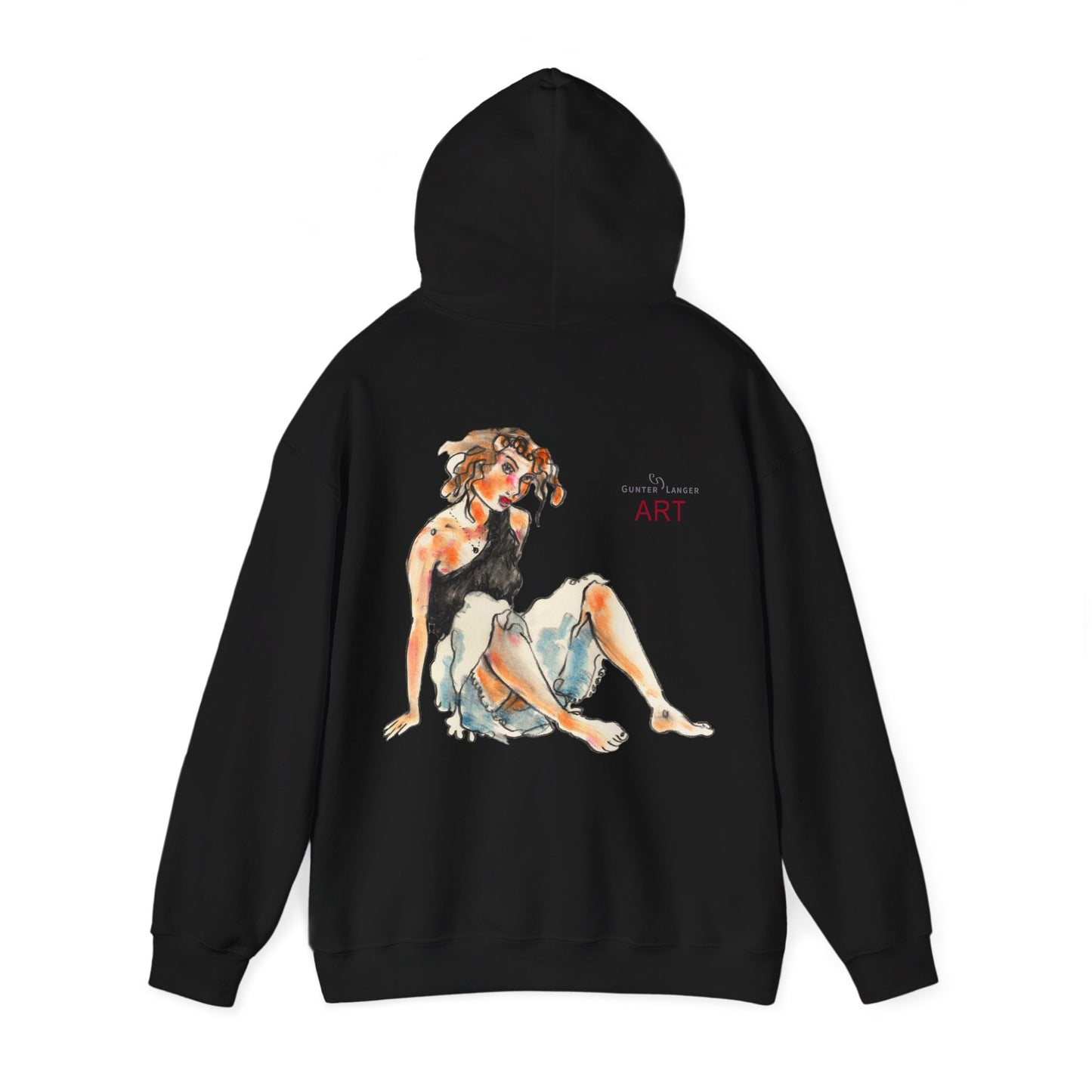 Unisex Heavy Blend™ Hooded Sweatshirt - Motiv Frontseite "Rosa", H 28 cm & Rückseite "Rosa", H 34 cm