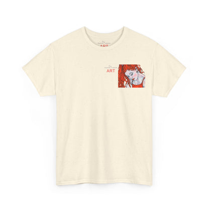 Unisex Heavy Cotton Tee - Motiv:  Front Julia, Ausschnitt & Rückseite Julia, H 49 cm, Aura, N-Label