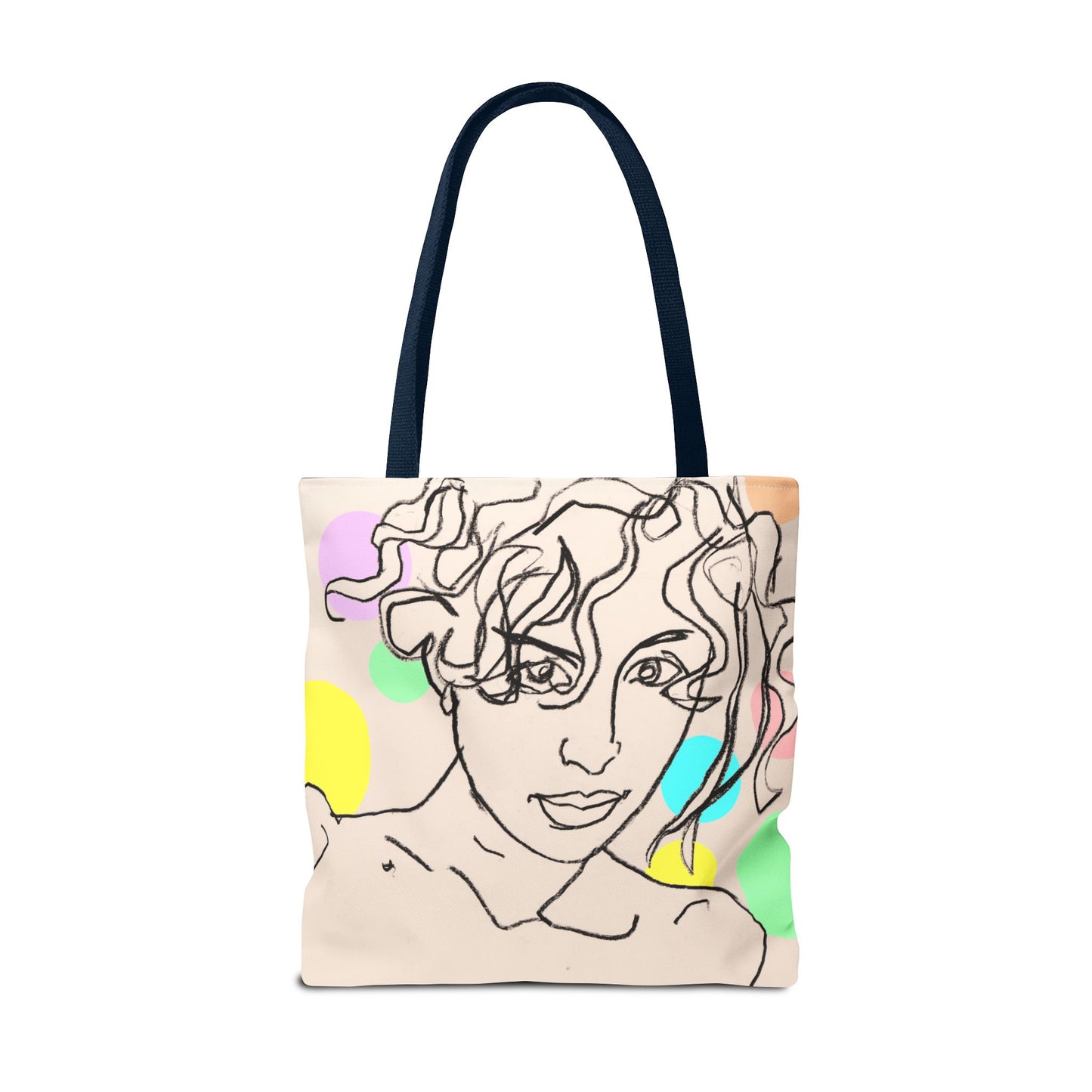 Tote Bag (AOP) - Motiv:  Front Rosalie & Rückseite Bea, Farbiger Hintergrund