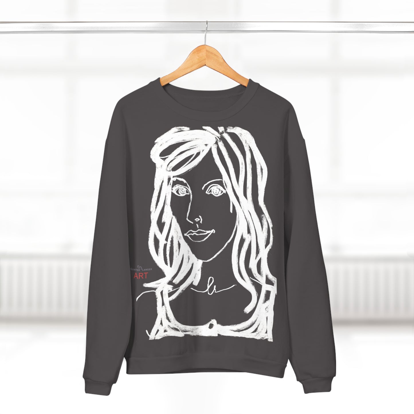 Unisex Crew Neck Sweatshirt (EU) - Motiv: Front Esther &  Rückseite Esther (weiß)