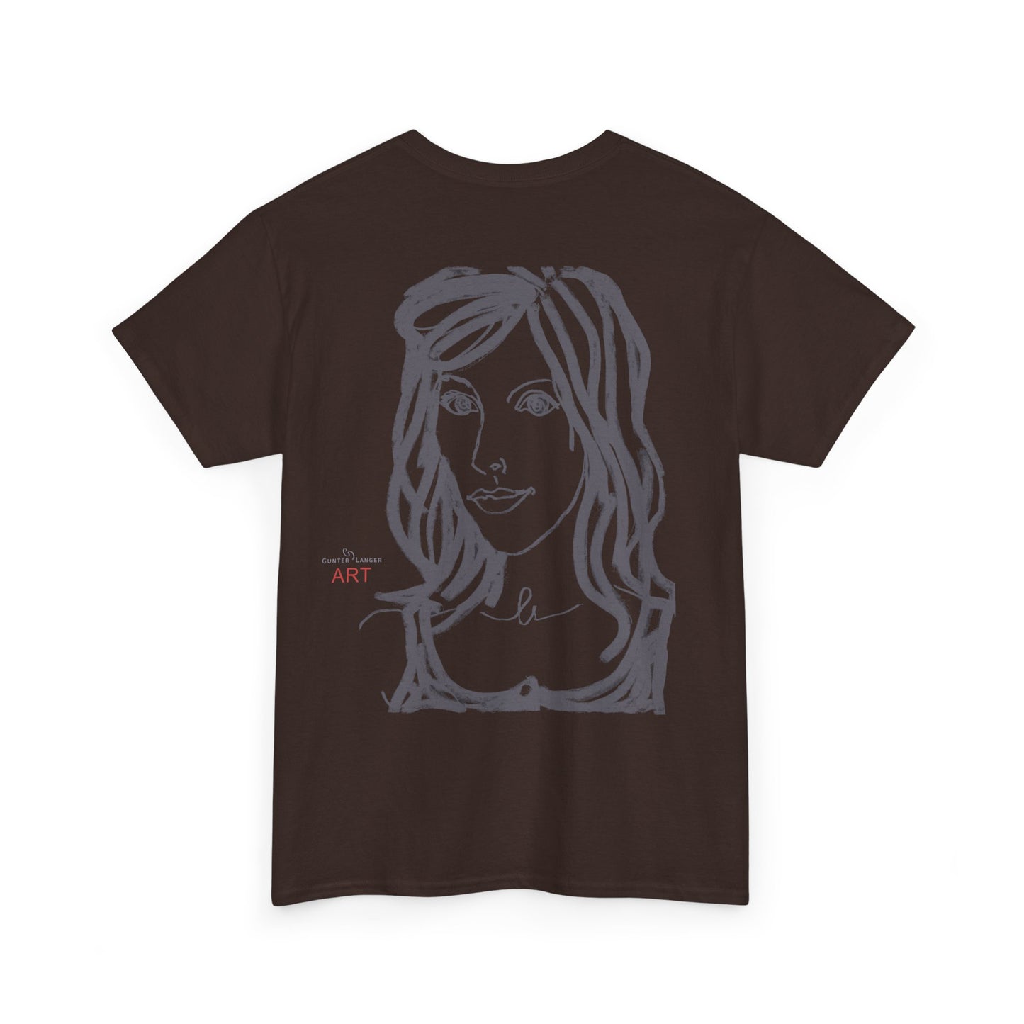 Unisex Heavy Cotton Tee - Motiv:  Front Esther ( grau, klein) & Rückseite Esther (grau), Neck Label