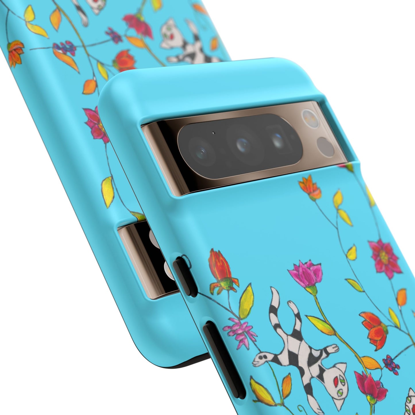 Tough Cases - Google Pixel - Samsung Galaxy - Motiv: Karierte Katzen, blau