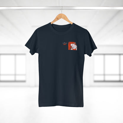 Single Jersey Women's T-shirt - dunkel - Motiv:  Front Julia, Ausschnitt 6,7 cm & Rückseite Julia, H 37 cm