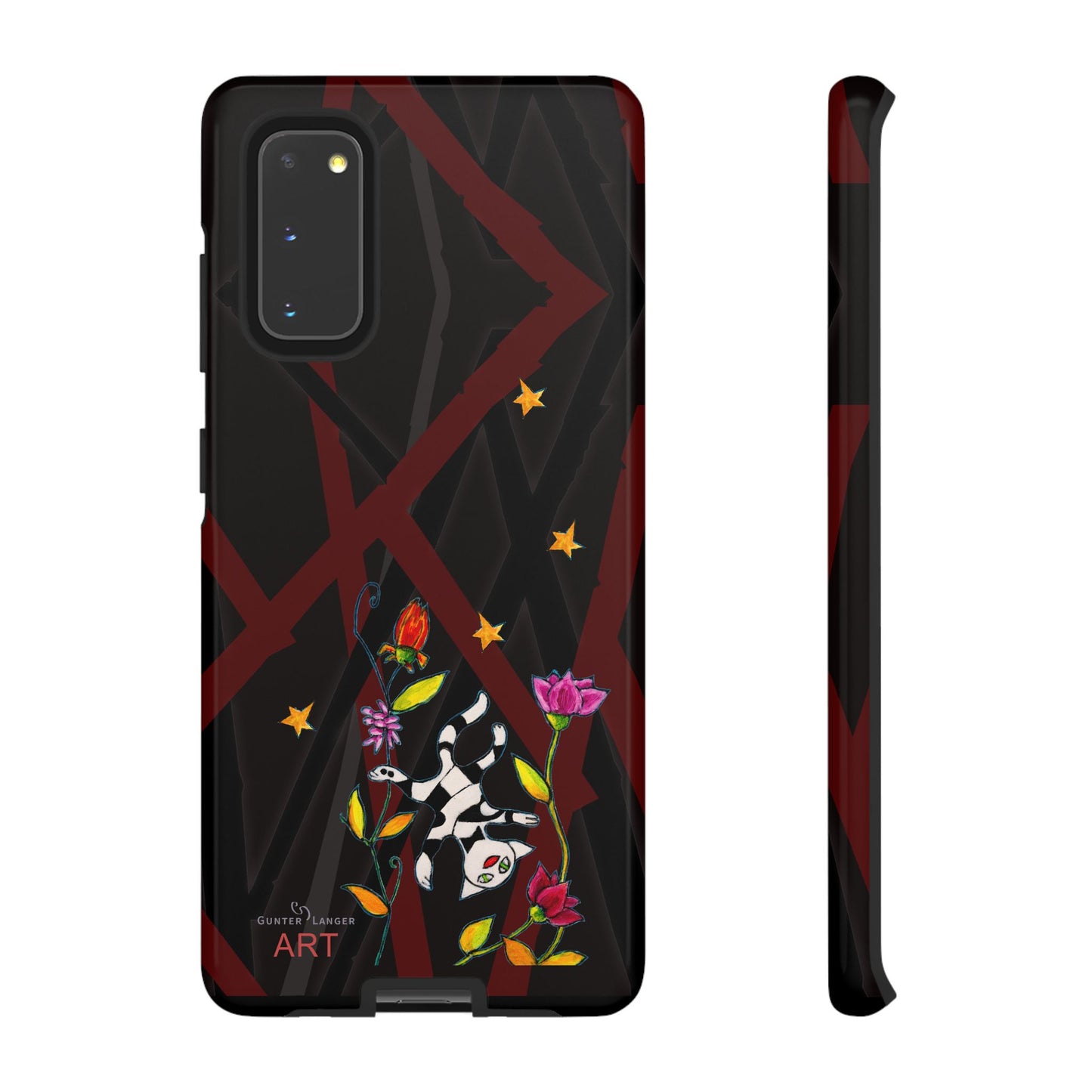 Tough Cases - Google Pixel - Samsung Galaxy - Motiv: Katze schwebt und Ranken, H 7,73 cm, Mikado3