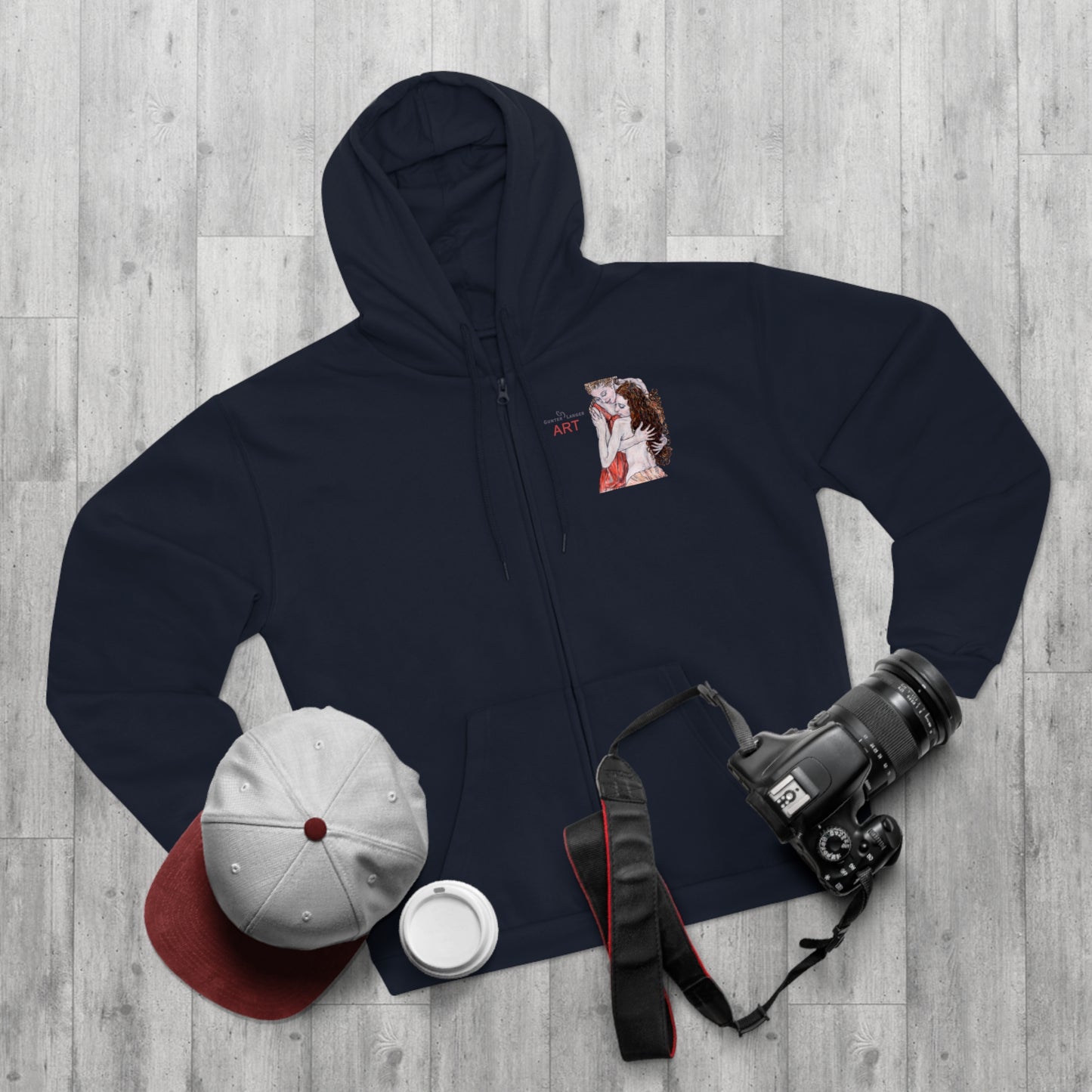 Unisex Hooded Zip Sweatshirt - Motiv: Front Bei dir, H 11 cm & Rückseite Bei dir, H 49 cm