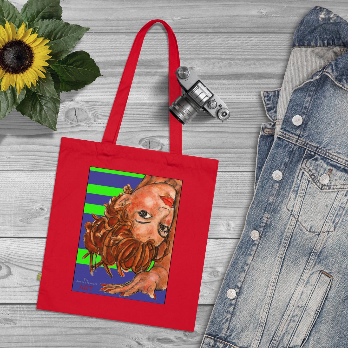 Organic Cotton Tote Bag - Motiv: Sylvia (violett),  einseitig bedruckt, H 30 cm