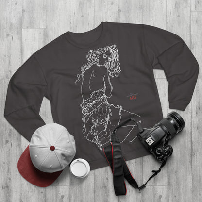 Unisex Crew Neck Sweatshirt (EU) - Motiv: Front Giselle, H 49 cm & Rückseite Giselle,  H 49 cm (weiß)