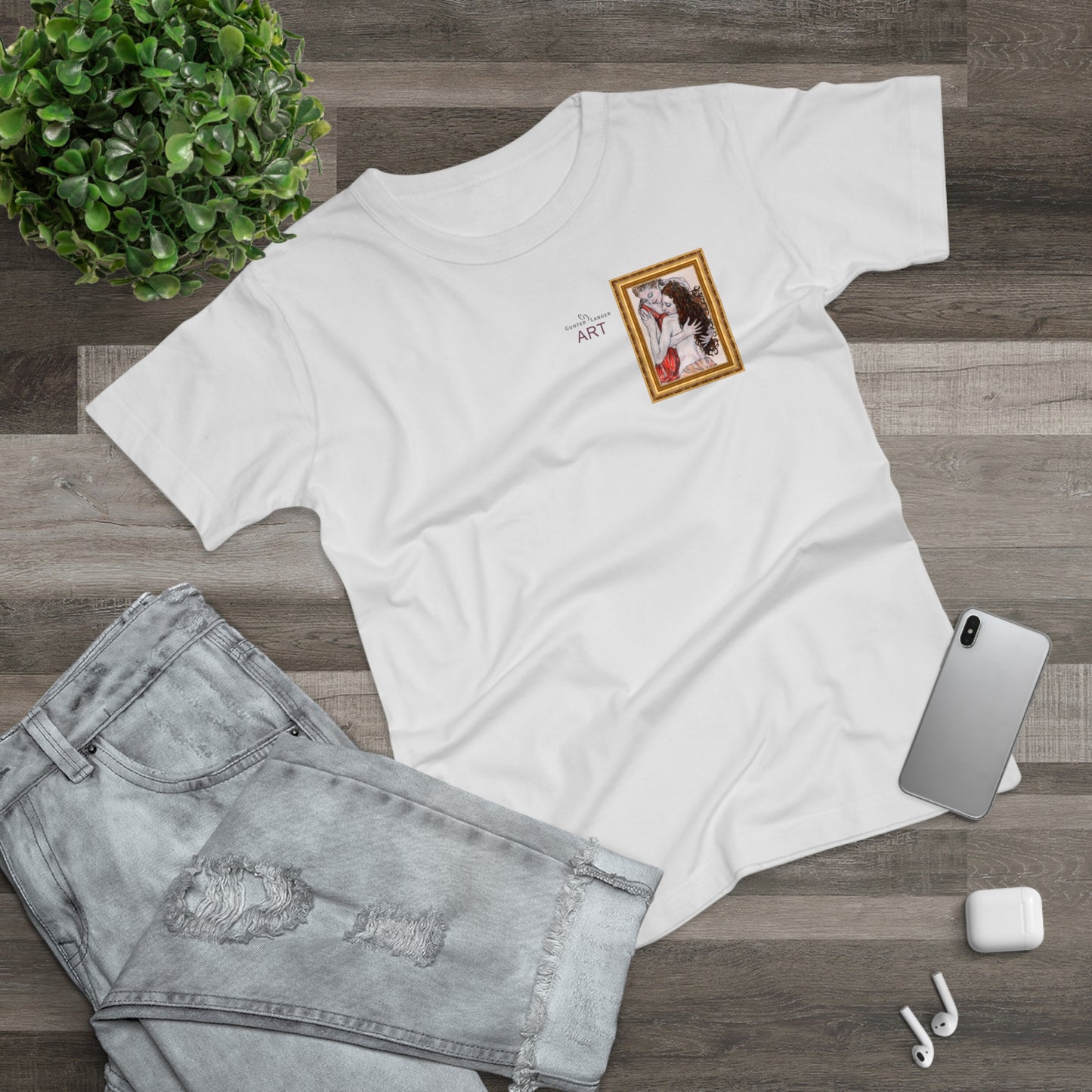 Single Jersey Women's T-shirt - hell - Motiv: Bei dir, H 11 cm