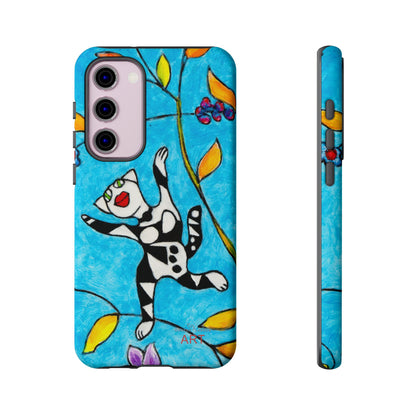 Tough Cases - Google Pixel - Samsung Galaxy - Motiv: Karierte Katze hüpft