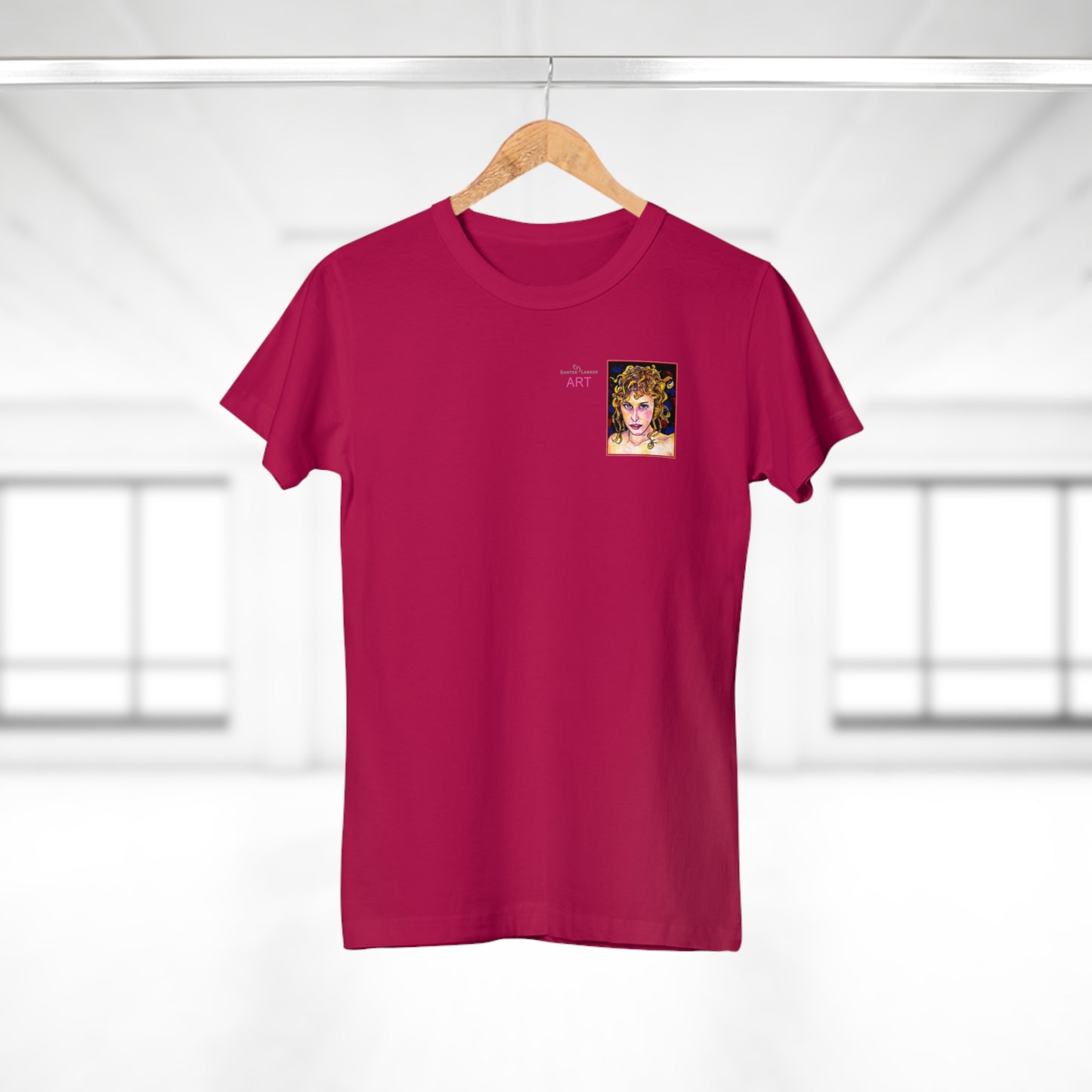 Single Jersey Women's T-shirt - dunkel - Motiv: Antonietta, Ausschnitt, H 9 cm