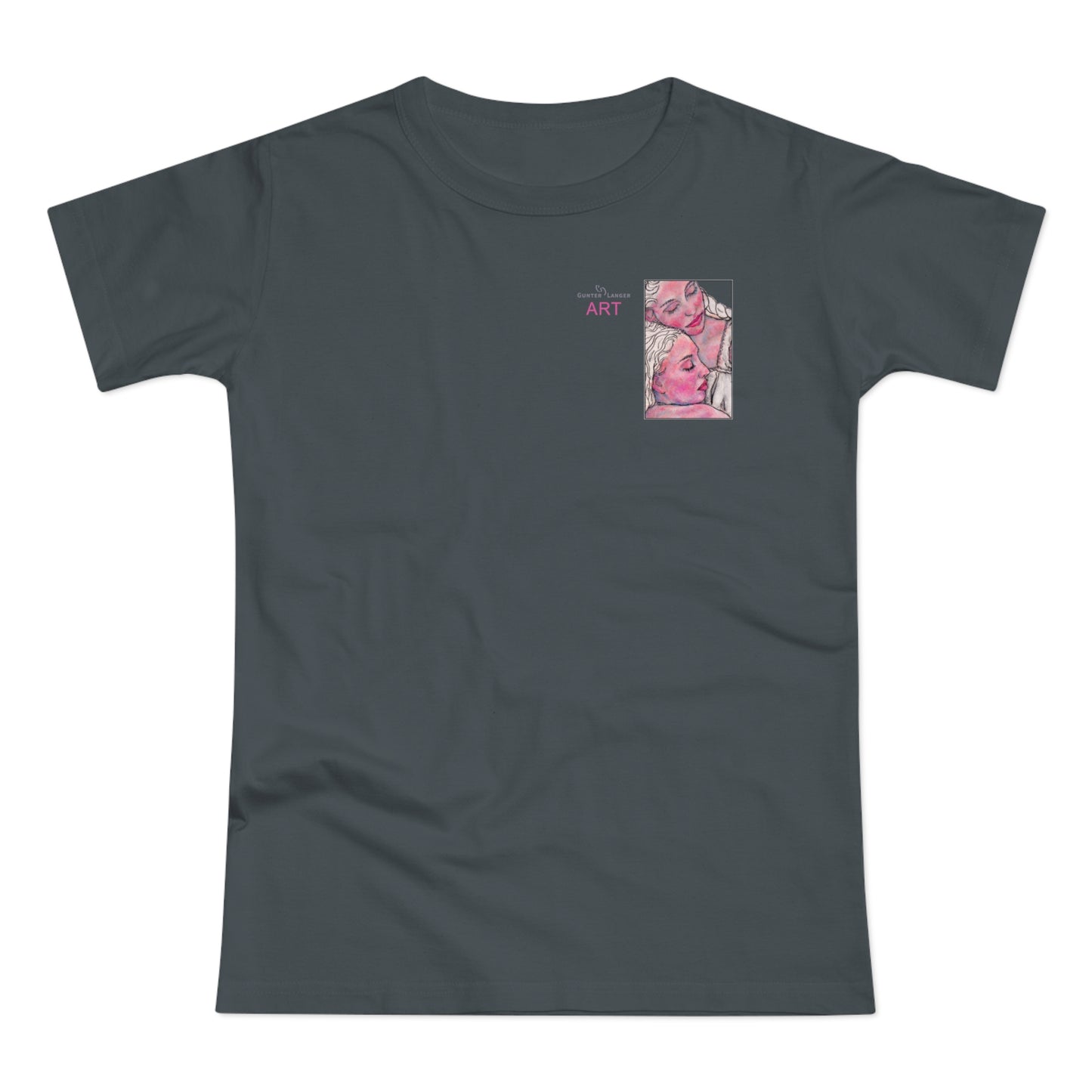 Single Jersey Women's T-shirt - dunkel - Motiv: Zuflucht, Ausschnitt, H 10 cm