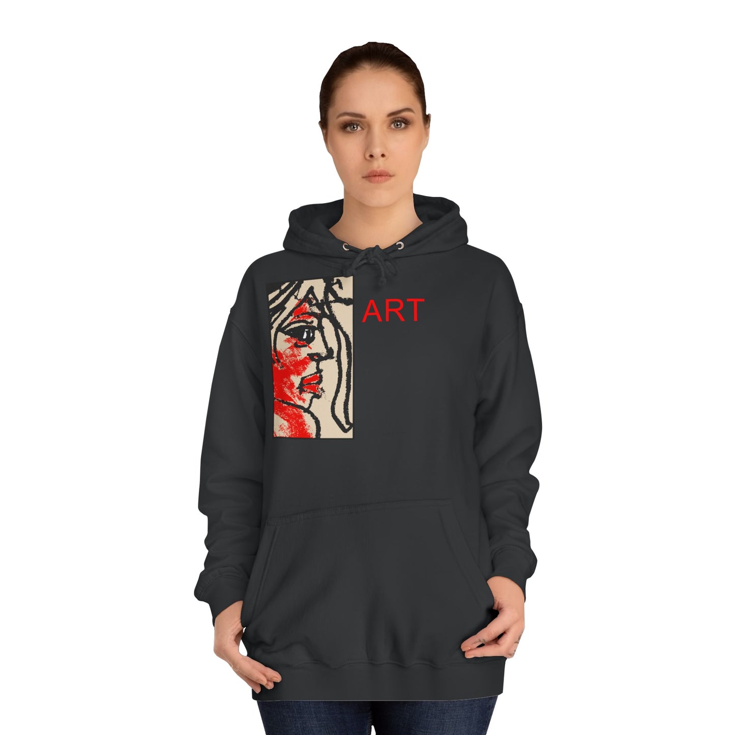 Unisex College Hoodie - Motiv: Front Ria (Ausschnitt) & Rückseite Ria,  H48,5 cm