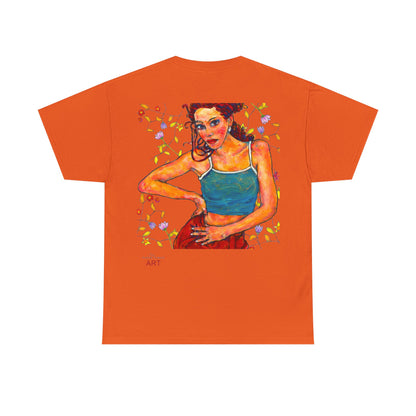 Unisex Heavy Cotton Tee - Motiv: Front, Lea, H 13cm & Rückseite, Lea A02, Ranken, 40 cm, Neck Label