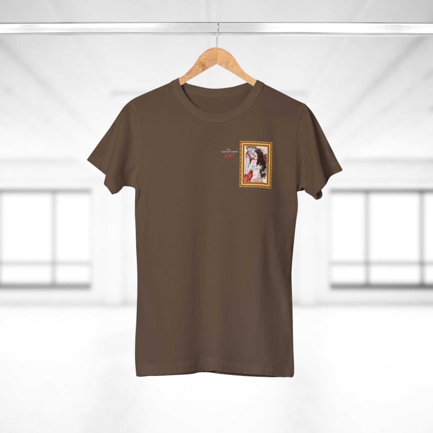 Single Jersey Women's T-shirt - dunkel - Motiv: Bei dir, H 11 cm