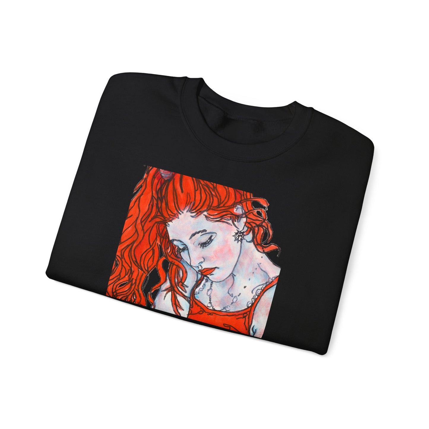 Unisex Heavy Blend™ Crewneck Sweatshirt - Motiv: Front Julia (Ausschnitt, 21,5 cm) & Rückseite Julia, H 43 cm