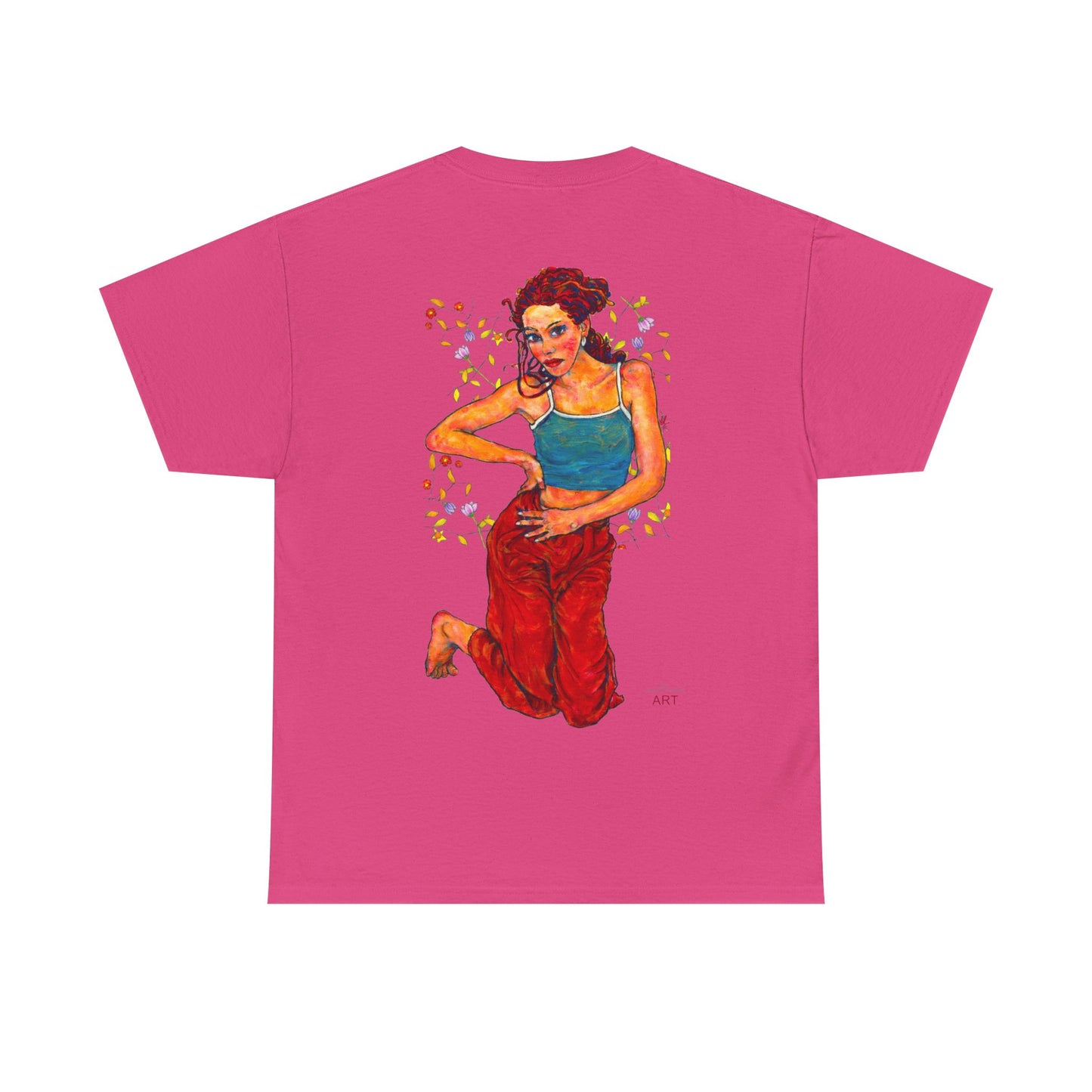 Unisex Heavy Cotton Tee - Motiv: Front, Lea, Ranken, H 13cm & Rückseite, Lea, Ranken, H 40,45 cm, Neck Label