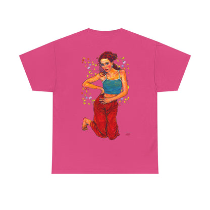 Unisex Heavy Cotton Tee - Motiv: Front, Lea, Ranken, H 13cm & Rückseite, Lea, Ranken, H 40,45 cm, Neck Label
