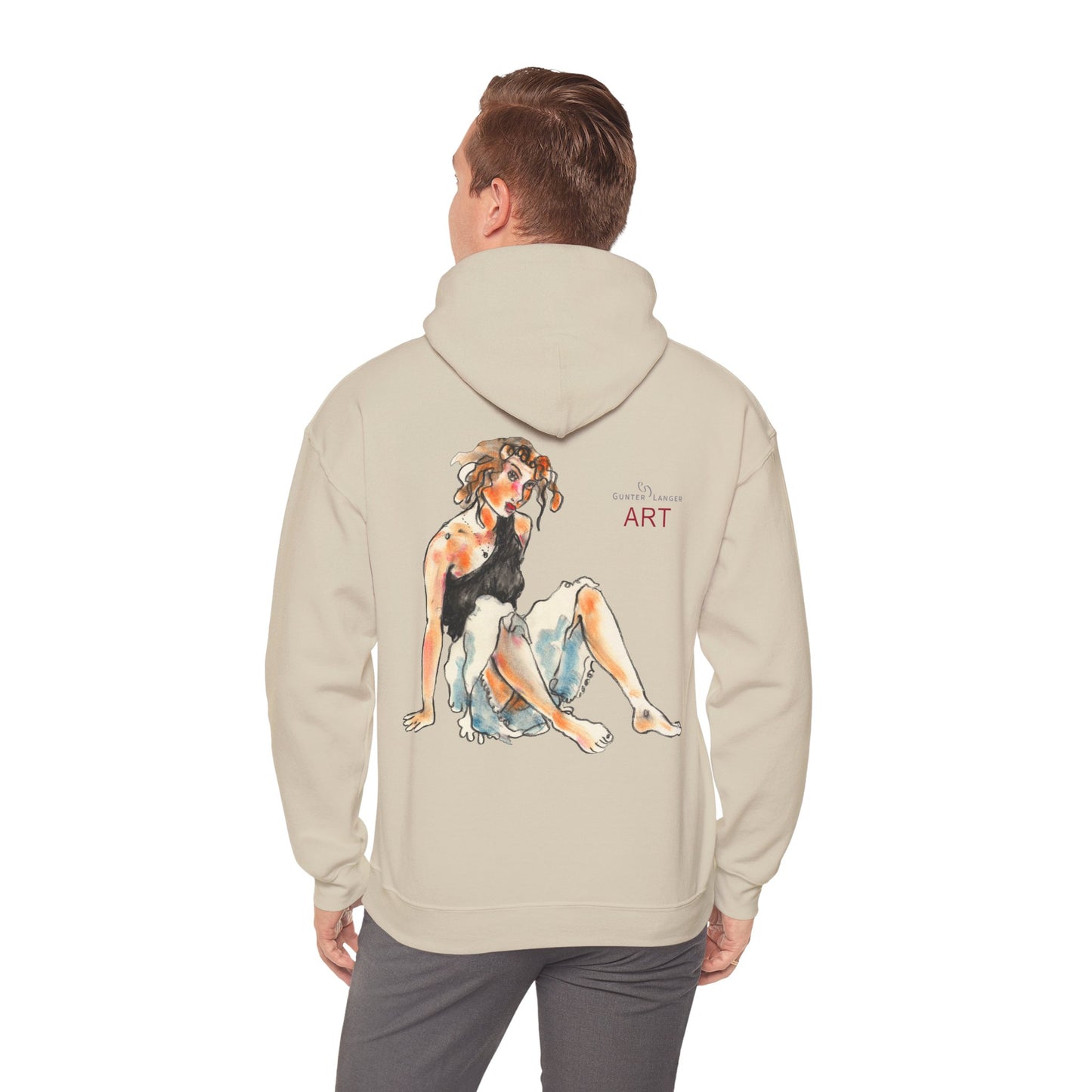 Unisex Heavy Blend™ Hooded Sweatshirt - Motiv Frontseite "Rosa", H 28 cm & Rückseite "Rosa", H 34 cm