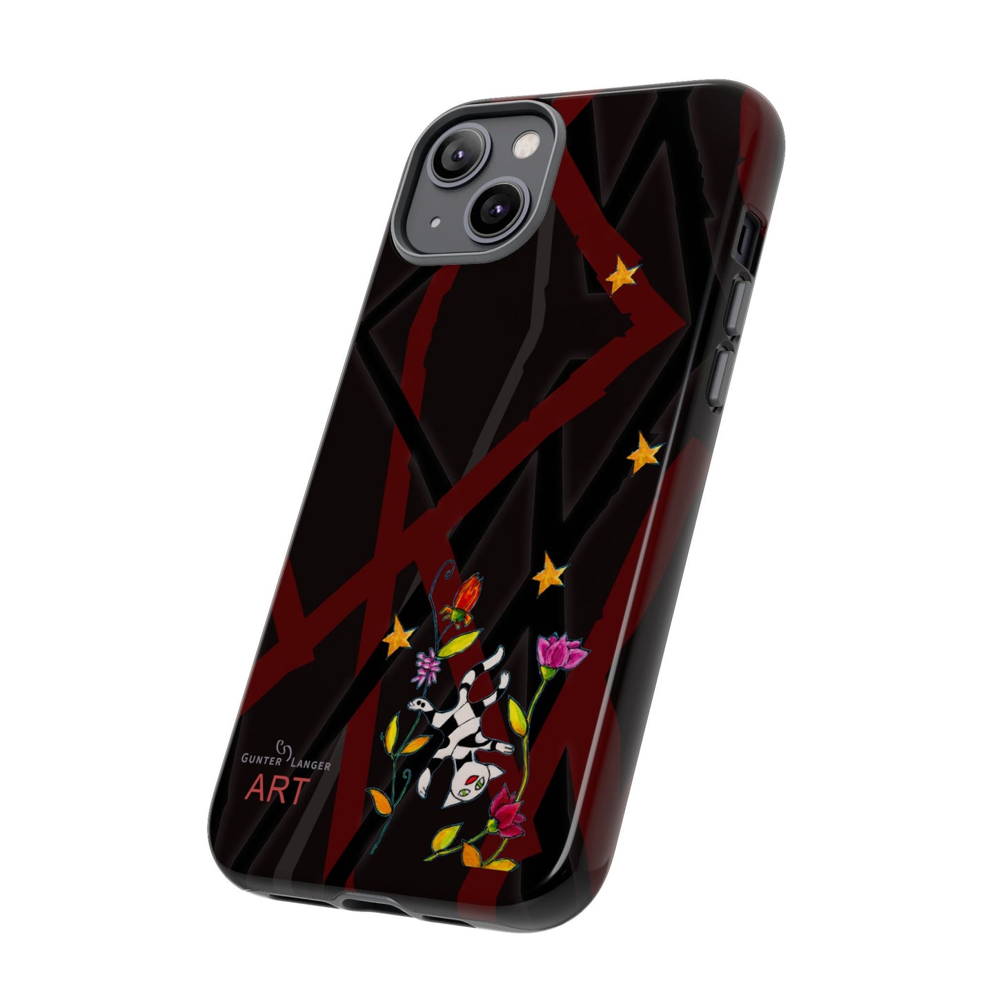 Tough Cases - Motiv: Katze schwebt und Ranken, H 5,26 cm, Mikado3