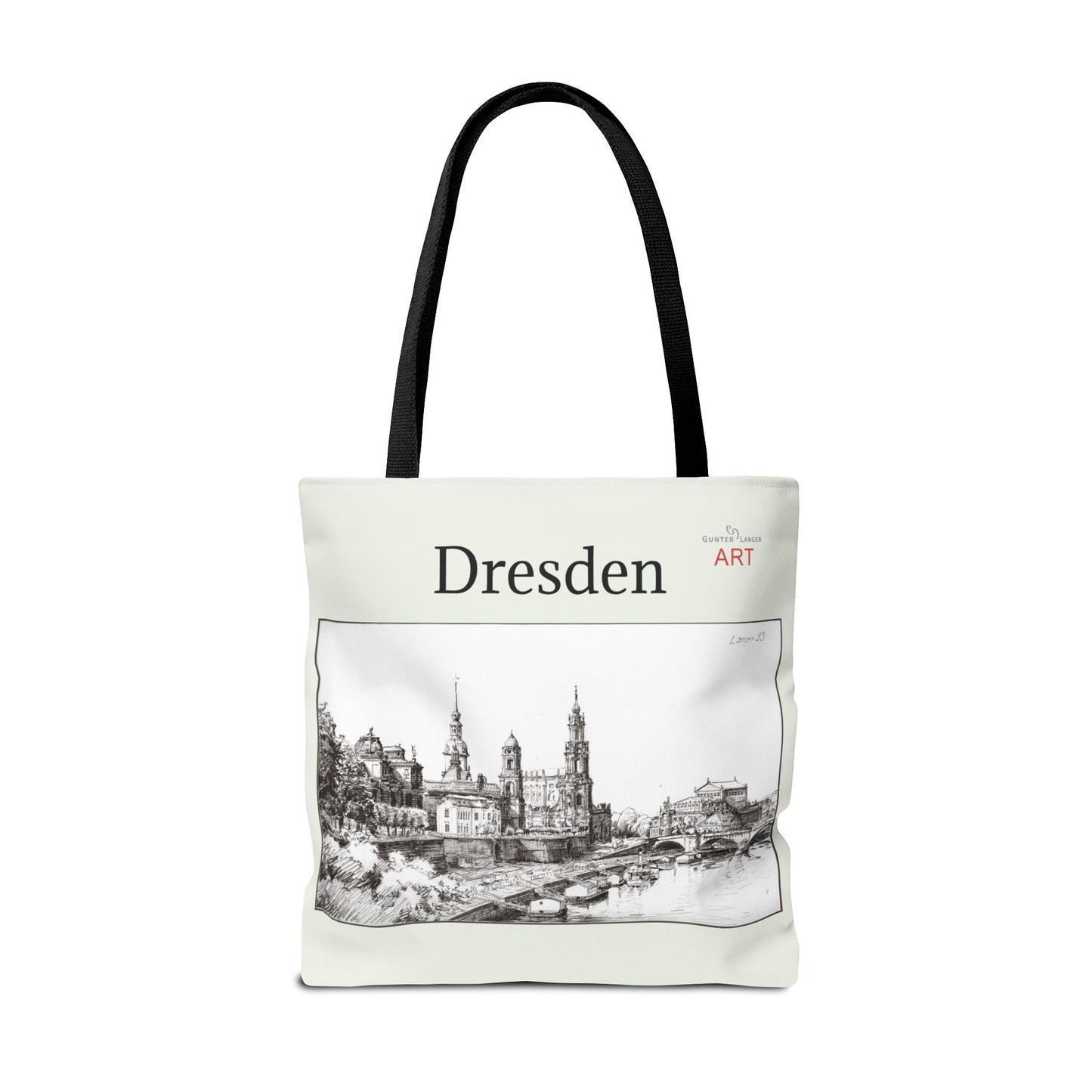 Tote Bag (AOP) - Motiv: Dresden - Terrassenufer, Bleistift