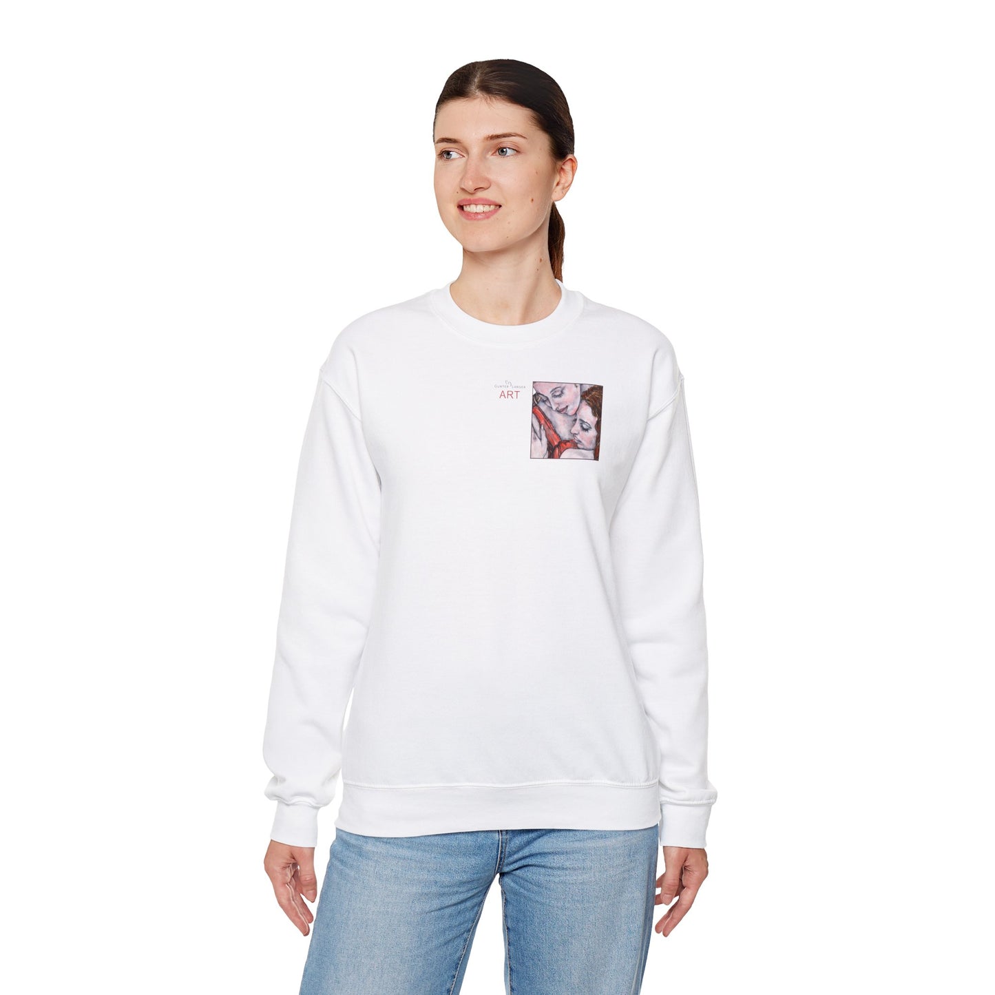 Unisex Heavy Blend™ Crewneck Sweatshirt - Motiv: Front Bei dir (Ausschnitt) & Rückseite Bei dir H 43 cm